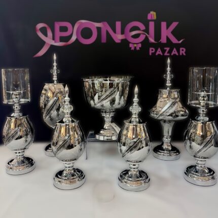 Yaprak Model Gümüş Salon Konsol Seti