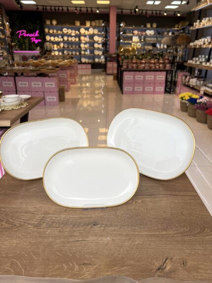 3 Boy Yaldızlı Porselen Sunumluk (AYAKLISIZ)