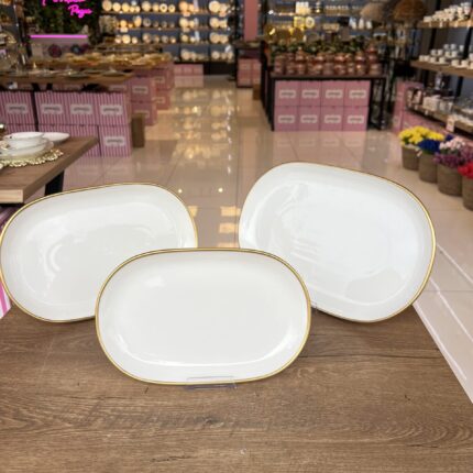 3 Boy Yaldızlı Porselen Sunumluk (AYAKLISIZ)