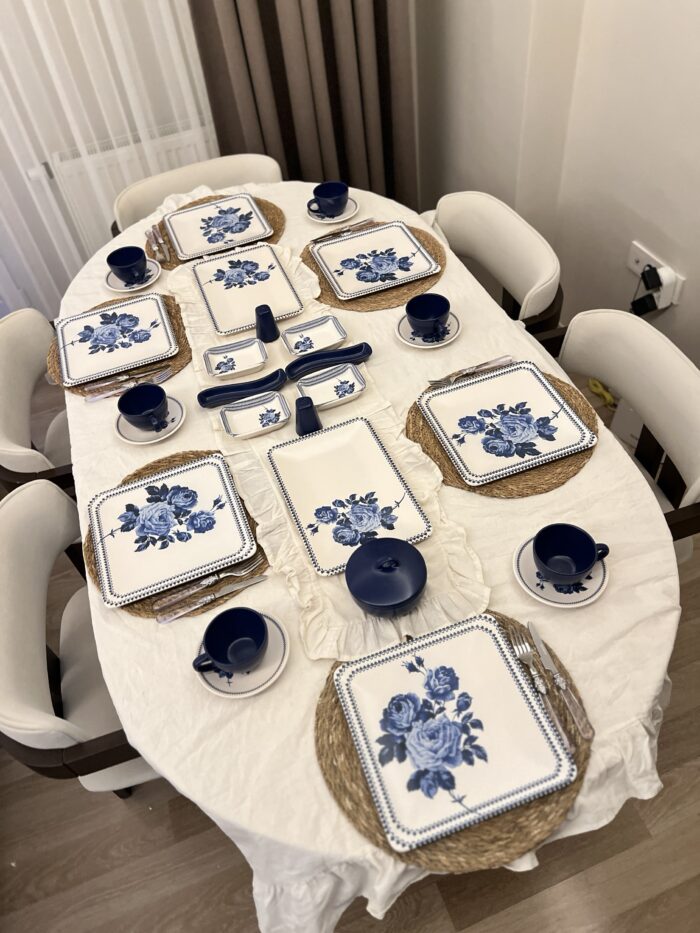 30 PARÇA KAHVALTI TAKIMI KARE BLUE LAKE - Görsel 5