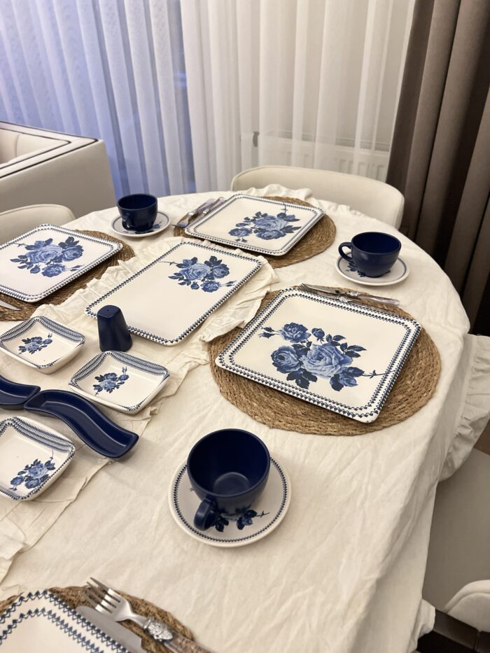 30 PARÇA KAHVALTI TAKIMI KARE BLUE LAKE - Görsel 4