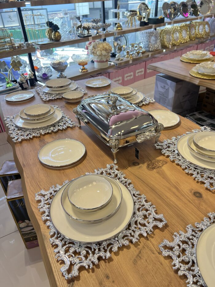 24 PARÇA PORSELEN Silver Yemek takımı - Görsel 3