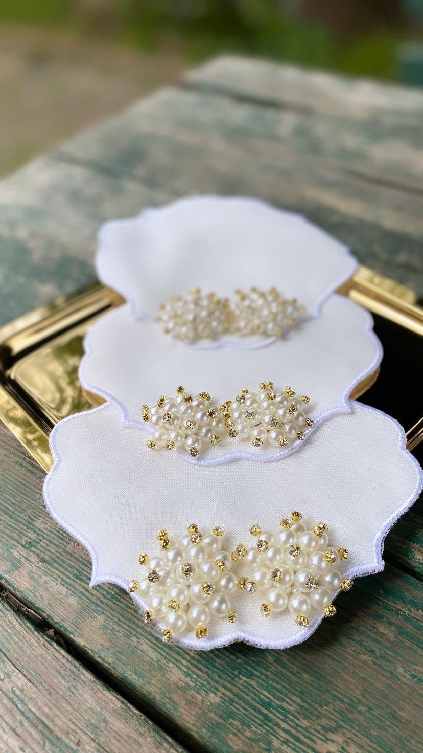 2068cc06-25e2-4ac4-b614-f4d6b963b35a-2 6LI incili İşlemeli peçete*Çift Boncuklu - Görsel 1