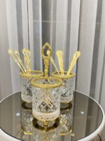 3’LÜ Set Üstü Cam Kaşıklık**Gold