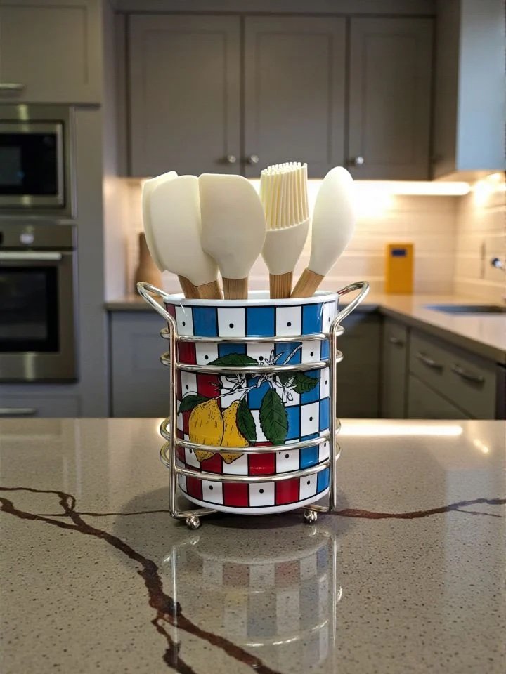 img_1918-2 Damalı limonlu Metal Kaşıklık*GÜMÜŞ - Görsel 1