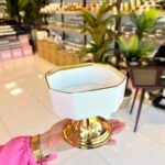 Porselen Ayaklı Sunumluk Kare Yaldızlı