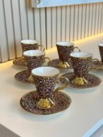 Kahverengi Leopar Türk Kahvesi Fincanı - Görsel 2