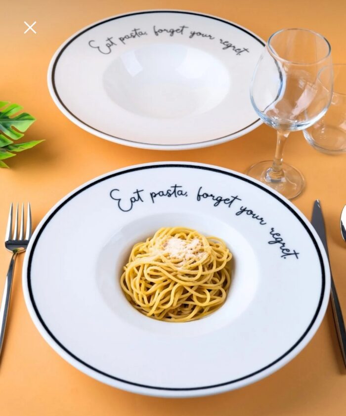 2’li Makarna Tabağı - Spagetti Eat pasta forget your regret… - Görsel 4