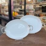 2 Boy Porselen Sunumluk * GÜMÜŞ