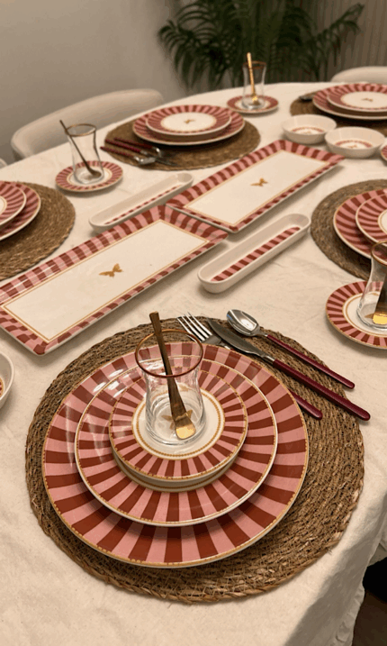 38 Parça Pink Candy Kahvaltı Pasta ve Servis Takımı **PORSELEN SERİ🌟