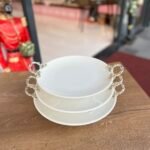 3 Boy Yuvarlak Porselen Sunumluk- Gümüş 146