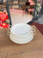 3 Boy Yuvarlak Porselen Sunumluk- Gümüş 146