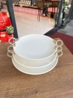 3 Boy Yuvarlak Porselen Sunumluk- Gümüş 146 - Görsel 5