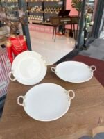 3 Boy Yuvarlak Porselen Sunumluk- Gümüş 146 - Görsel 2