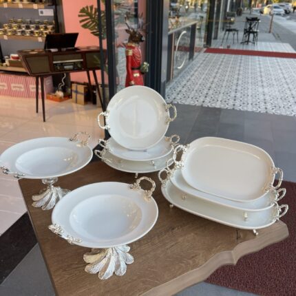 8 PARÇA PORSELEN TAM SET SUNUM SETİ
3+3+2 Seri  ** Gümüş