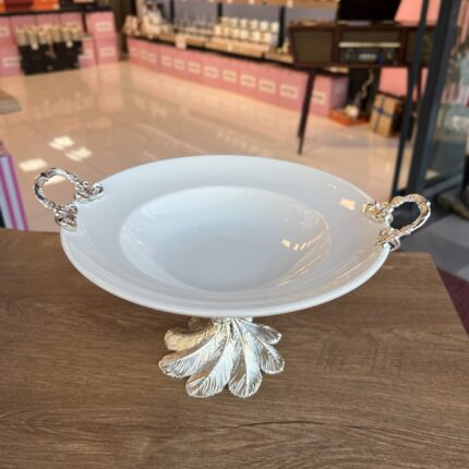 28 cm
Zamak AYAKLI Yuvarlak Porselen Salata Kasesi ** GÜMÜŞ