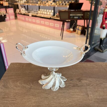 25 cm
Zamak AYAKLI Yuvarlak Porselen Salata Kasesi ** Gümüş