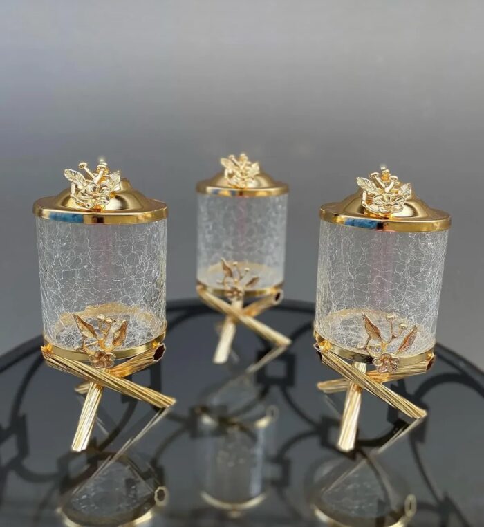 3’Lü Japon Gülü  Kavanoz Gold - Görsel 4