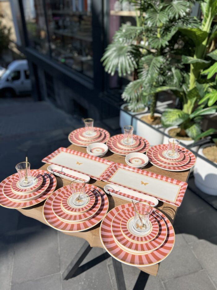 38 Parça Pink Candy Kahvaltı Pasta ve Servis Takımı **PORSELEN SERİ🌟 - Görsel 3