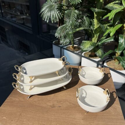 5 PARÇA  PORSELEN SUNUMLUK