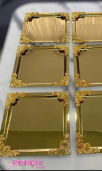 6 Adet Nazengül Gold Renk Tepsi - Görsel 2