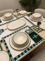 26 PARÇA ** YEŞİL ŞERİTLİ  **PORSELEN  YEMEK TAKIMI.. - Görsel 4