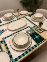 26 PARÇA ** YEŞİL ŞERİTLİ  **PORSELEN  YEMEK TAKIMI.. - Görsel 4