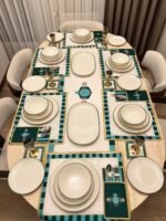 26 PARÇA ** YEŞİL ŞERİTLİ  **PORSELEN  YEMEK TAKIMI.. - Görsel 3