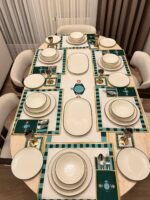 26 PARÇA ** YEŞİL ŞERİTLİ  **PORSELEN  YEMEK TAKIMI.. - Görsel 2