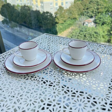 2 Kişilik Stayl Türk Kahvesi Fincanı ( Kırmızı Detay )