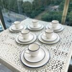 Stayla 18 Parça Porselen Türk Kahvesi Fincanı ve Pasta Tabağı ( mavi detay)