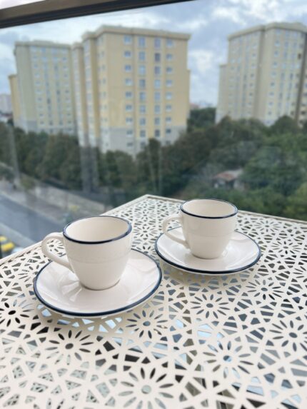 2 Kişilik Stayl Türk Kahvesi Fincanı ( mavi Detay )