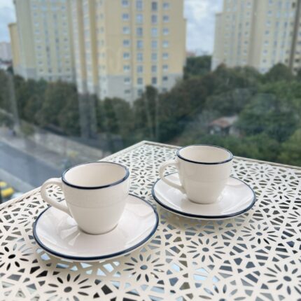2 Kişilik Stayl Türk Kahvesi Fincanı ( mavi Detay )