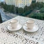 2 Kişilik Stayl Türk Kahvesi Fincanı ( yeşil Detay )