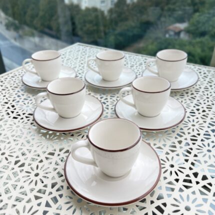 6 Kişilik Stayl Türk Kahvesi Fincanı ( Kırmızı Detay )
