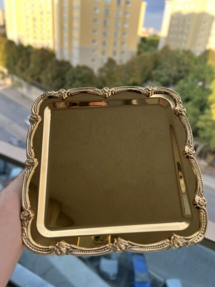 1 Adet ***KARE GOLD ÇERÇEVELİ SUNUM TEPSİSİ