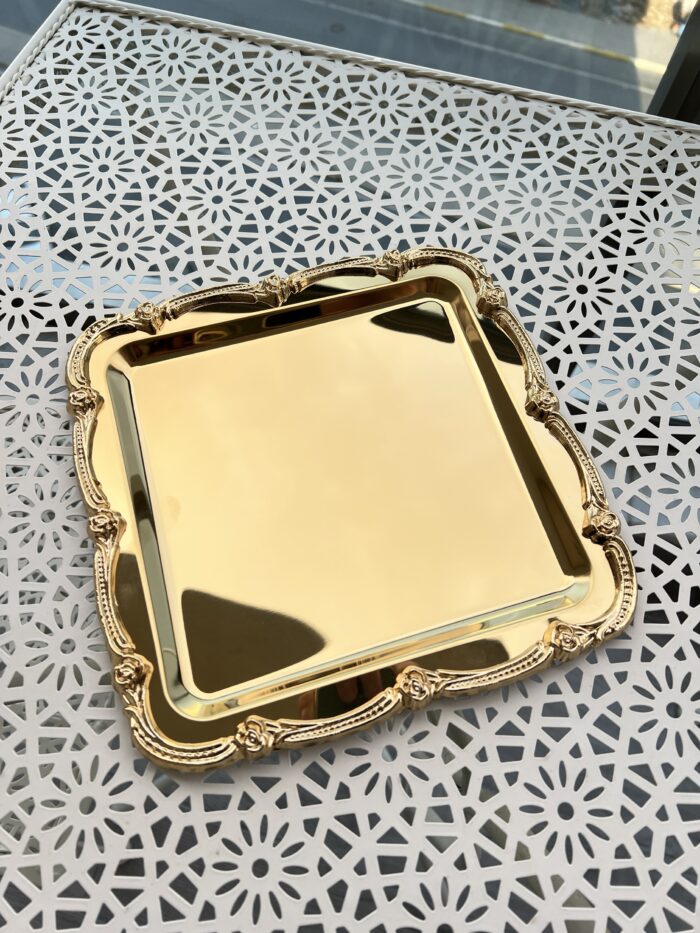 1 Adet ***KARE GOLD ÇERÇEVELİ SUNUM TEPSİSİ - Görsel 2