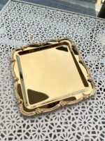 6 Adet KARE GOLD ÇERÇEVELİ SUNUM TEPSİSİ - Görsel 2