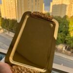 1 Adet Çift Dekorlu Gold Renk Tepsi