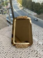 1 Adet Çift Dekorlu Gold Renk Tepsi - Görsel 2