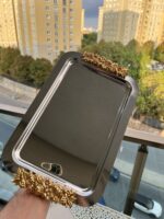 6 Adet Çift Dekorlu Gümüş Renk Tepsi