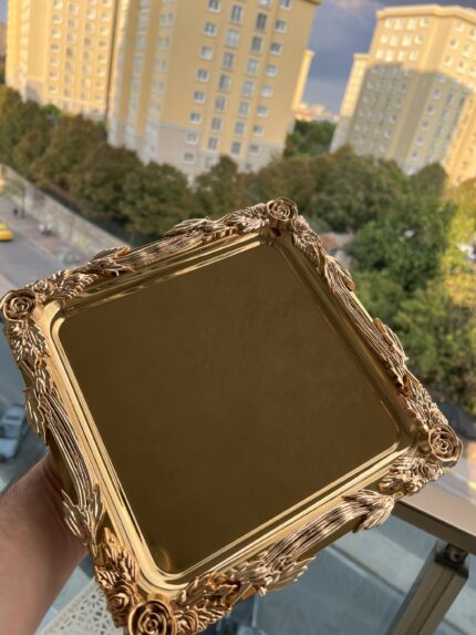 6 Adet Sarmaşık Gold Renk Tepsi