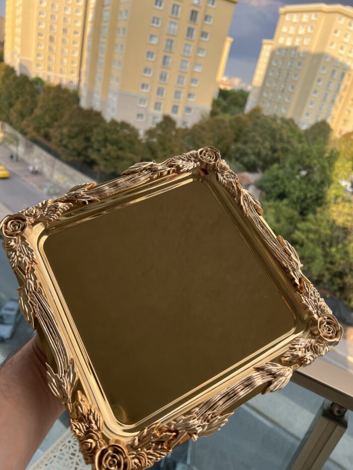 1 Adet **Sarmaşık Gold Renk Tepsi Kopyası - Görsel 1