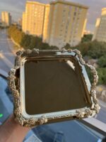 6 Adet Çift Tutmal Gold Renk Tepsi