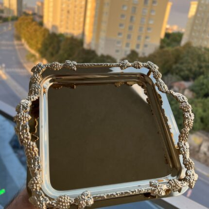 6 Adet Çift Tutmal Gold Renk Tepsi