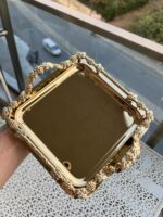 6 Adet Çift Tutmal Gold Renk Tepsi - Görsel 3