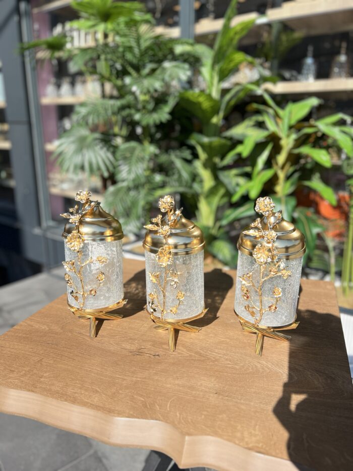 3’Lü Japon Gülü Çatlamalı  Kavanoz Gold **MADLEN  LUXURY - Görsel 4