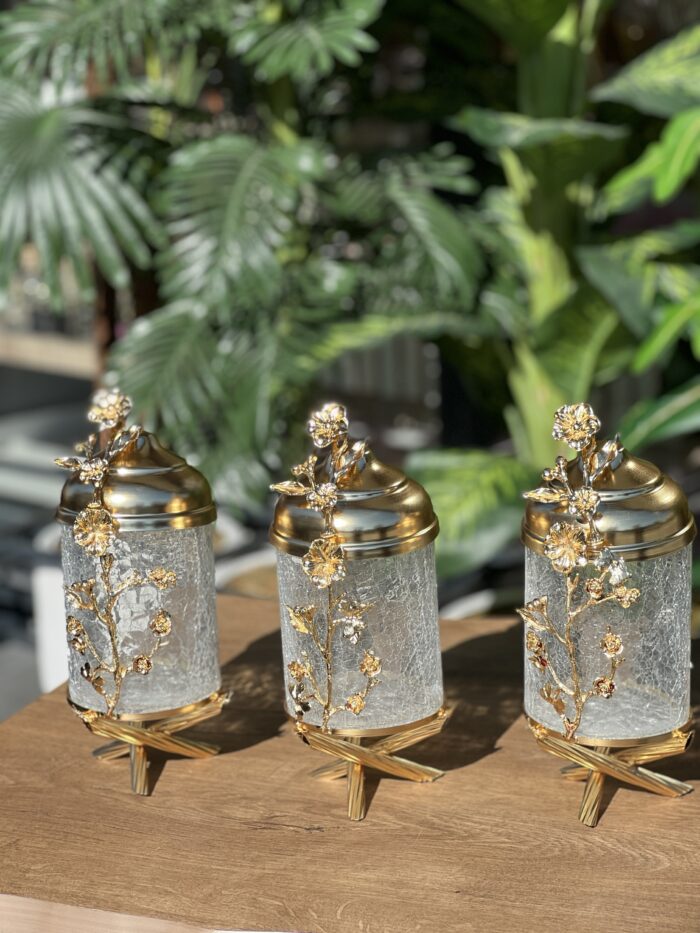 3’Lü Japon Gülü Çatlamalı  Kavanoz Gold **MADLEN  LUXURY - Görsel 3