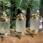 3’Lü Japon Gülü Çatlamalı  Kavanoz Gold **LARGE LUXURY**BRENA