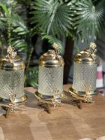 3’Lü Japon Gülü Çatlamalı Kavanoz Gold **LARGE LUXURY**BRENA